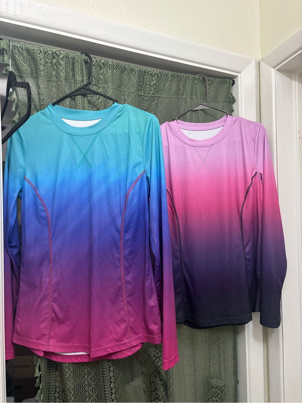 UV shirts Ombre Long-Sleeve Performance Tops - Aqua to Pink & Pink to Navy
